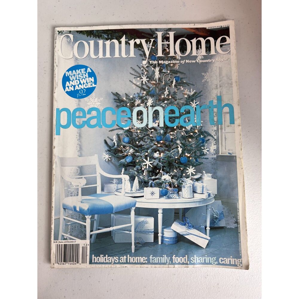 Country Home Magazine December 2001 Peace On Earth Holidays At Home